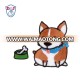 Stick On Embroidered Pet dog Corgi Designs with Rhinestones Patch